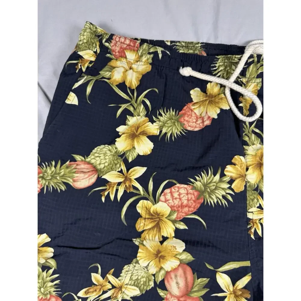 Tommy Bahama Pineapple Floral Swim Trunks Board Shorts Men’s XL Blue Hawaiian